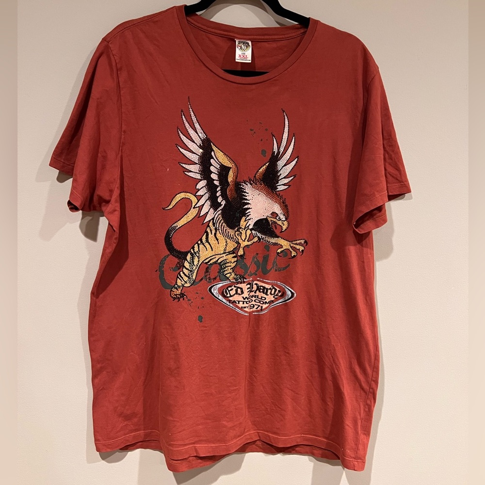 Ed Hardy Rhinestone Tiger Eagle T-Shirt Men’s Size XXL.